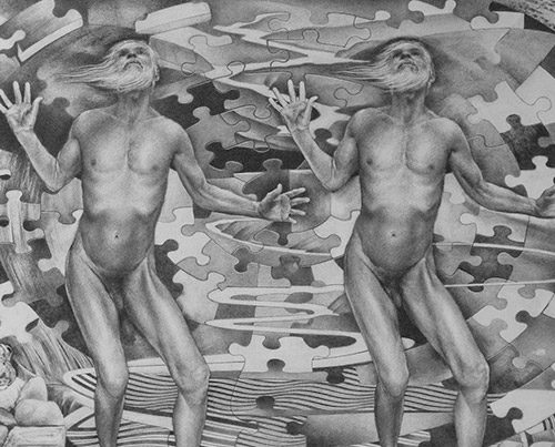 Stepping - Graphite Drawing by Richard Jacobi - The Mythologies